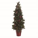 Transpac Artificial Green Christmas Medium Berry Tree with Red Bucket