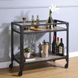 Classical Serving Cart, Rustic Oak & Charcoal