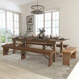 9' x 40" Antique Rustic Folding Farm Table and Four Bench Set