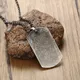 Collier pendentif étiquette de chien militaire américain vintage pour hommes acier inoxydable gris