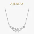 Ailmay-Collier avec pendentif en forme de fleur pour femme argent regardé 925 CZ brillant bijoux