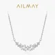 Ailmay-Collier avec pendentif en forme de fleur pour femme argent regardé 925 CZ brillant bijoux