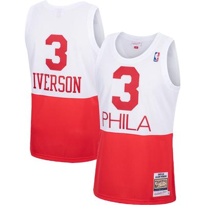 Weißes Herren-Trikot von Mitchell & Ness Allen Iverson, Philadelphia 76ers 2003/04 Hardwood Classics Authentic Image