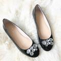 Kate Spade Shoes | Kate Spade Jeweled Patent Leather Ballet Flats 8.5 | Color: Black/Silver | Size: 8.5