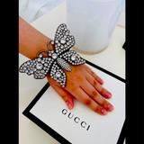 Gucci Accessories | Gucci Silver Crystal Butterfly Cuff Bracelet | Color: Red/Silver | Size: Os