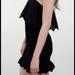 Zara Dresses | New Zara Black Eyelet Ruffled Shirred Dress Sz M | Color: Black | Size: M