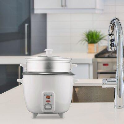 Brentwood 4 Cup Rice Cooker w/ Steamer Aluminum/Metal | 11 H x 10.8 W in | Wayfair 95083295M
