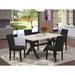 Red Barrel Studio® 4 - Person Acacia Solid Wood Dining Set Wood/Upholstered in White | Wayfair 0F225168140B420987B0540D6E7E0240