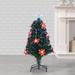 The Holiday Aisle® Green Pine Christmas Tree w/ Fiber Optic Color Changing Lights & Flowers in White | 15 W x 15 D in | Wayfair