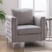 Club Chair - Everly Quinn Modern Velvet Armchair Tufted Button Accent Chair Club Chair w/ Steel Legs for Living Room Bedroom Fabric in Gray | Wayfair