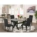 Red Barrel Studio® 4 - Person Acacia Solid Wood Dining Set Wood/Upholstered in Brown/Gray | 30 H x 36 W x 60 D in | Wayfair