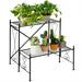 Red Barrel Studio® 2-tier Metal Plant Stand Garden Shelf Decorative Plant Rack Patio Garden Metal in Black | 24 H x 23.5 W x 23.5 D in | Wayfair