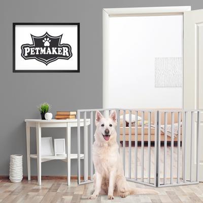 3-Panel Tall Modern Indoor Foldable Dog Gate - 54x32-Inch Wood Freestanding Pet Fence