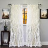 Sweet Home Collection Sheer Voile Waterfall Ruffled Tier 108 Inch Single Curtain Panel - 108" long x 50" wide