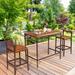 Gymax 3PCS Patio Bar Set Dining Set Outdoor Furniture Set w/ Wooden - See details