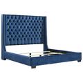 Signature Design by Ashley Coralayne Tufted Low Profile Standard Bed Upholstered/Velvet, Metal in Blue | 70.75 H x 82.75 W x 90.25 D in | Wayfair
