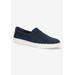 Extra Wide Width Women's Aviana Slip On Sneaker by Bella Vita in Navy Suede (Size 12 WW)