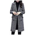 Linkay Womens Coats, Winter Lapel Button Long Trench Coat Jacket Ladies Overcoat Outwear Black, L