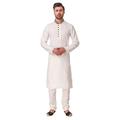 Kacery Men's Indian Cotton Fancy Kurta Pajama GR572 Off White 40