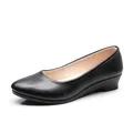 Chaussures de Ballet noires pour femmes en cuir PU bateau de travail de bureau en tissu