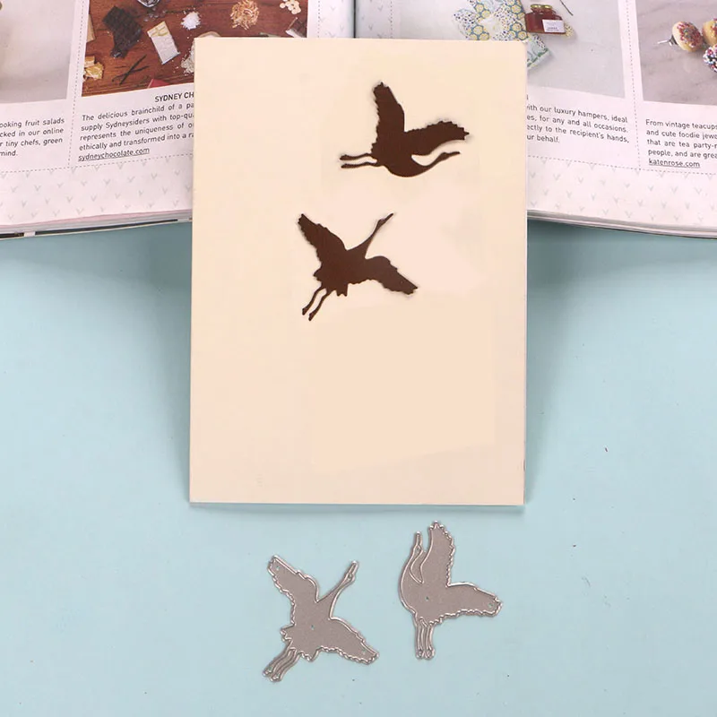 DUOFEN METAL CUTMUSDIES-Grues à couronne rouge, 2 pièces, style asiatique, bricolage, album papier, nouveau, 2019