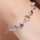 Bracelet de haute qualité 925 couleur argent cœur violet cristal Zircon Bracelet pour femme fête