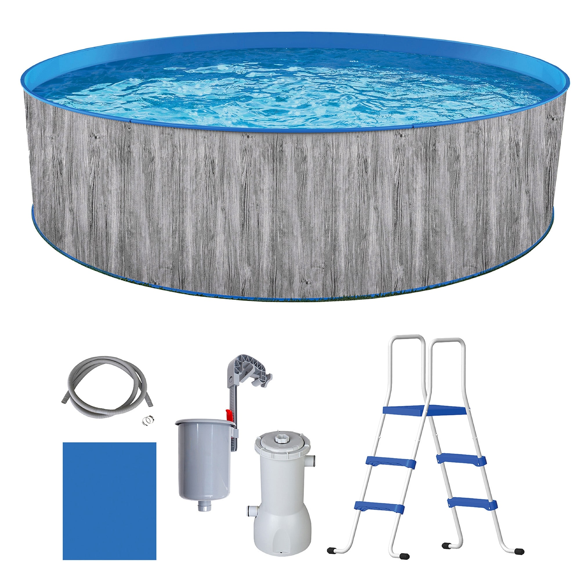 Blue Wave Capri 12-Ft 36-in Deep Round Steel Wall Swimming Pool Package - 12-ft round