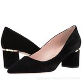 Kate Spade Shoes | Kate Spade Milan Too Chunky-Heel Suede Pump | Color: Black/Gold | Size: 8