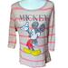 Disney Sweaters | Disney Mickey Mouse Striped Rayon Mix Sweater Sz:L | Color: Pink/Tan | Size: L