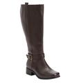 Extra Wide Width Women's The Donna Wide Calf Leather Boot by Comfortview in Brown (Size 11 WW)