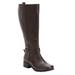 Wide Width Women's The Donna Wide Calf Leather Boot by Comfortview in Brown (Size 10 1/2 W)