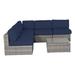 Joss & Main Cleo Fully Assembled Wicker 4 - Person Seating Group w/ Sunbrella Cushions in Blue | Outdoor Furniture | Wayfair