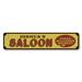 Lizton Sign Shop, Inc Saloon Custom Aluminum Sign Metal in Brown/Gray/Red | 6 H x 24 W x 0.06 D in | Wayfair 1661-A624