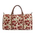 Signare Tapestry Large Duffel Bag Overnight Bags Weekend Bag for Women with Flora Design (Poppy, BHOLD-POP)