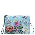 Anuschka Women’s Genuine Leather Three-In-One Clutch - Hand Painted Exterior - Jardin Bleu