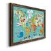 Zoomie Kids Children's World Map - Picture Frame Graphic Art on Canvas Canvas, Solid Wood in Black/Blue/Green | 37.5 H x 27.5 W x 1.5 D in | Wayfair