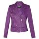 Women's Classic Purple Brando Real Cow Hide Leather Biker Motorcycle Jacket XL