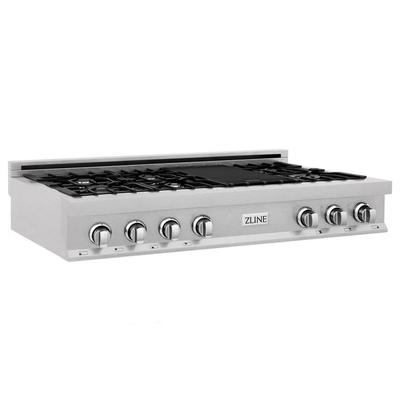 ZLINE 48 in. Porcelain Rangetop in DuraSnow® Stainless Steel with 7 Gas Burners (RTS-48) - ZLINE Kitchen and Bath RTS-48