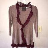 Anthropologie Sweaters | Anthropologie Guinevere Burgundy Ruffle Sweater S | Color: Red | Size: S