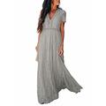 BLENCOT Womens Long Dresses Grey Elegant Ball Evening Gowns V Neck Elegant A Line Tulle Long Bridesmaid Dresses Party 20