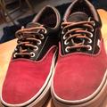 Vans Shoes | Men Size 9.5 Black Leather And Wine Colored Canvas | Color: Black/Red | Size: 9.5