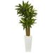 5' Cornstalk Dracaena Artificial Plant in White Tower Planter - 25"W x 25"D x 60"H