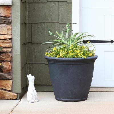 Sunnydaze Anjelica Outdoor Flower Pot Planter - Slate Finish - 24-Inch