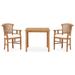 vidaXL 3 Piece Patio Dining Set with Cushions Solid Teak Wood