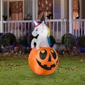 Gemmy Industries Unicorn w/ Colorchanging Horn Out of Pumpkin Inflatable Polyester in Orange | 59.84 H x 32.28 W x 32.28 D in | Wayfair G-223128
