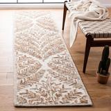 Brown/White 27 x 0.2 in Indoor Area Rug - Winston Porter Andresky Ikat Handmade Tufted Wool Ivory/Brown Area Rug Wool | 27 W x 0.2 D in | Wayfair