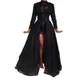 Robe longue en dentelle gothique taille haute pour femme veste transparente robe noire costume de