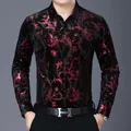 Chemises en Velours Rouge Brcorporelle localité Grande Taille Vêtements d'Hiver Chauds pour Mari