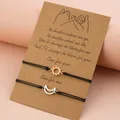 2 pièces/ensemble minimaliste soleil lune charme Couple Bracelet amitié bijoux cadeau fait à la main
