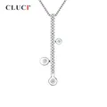 CLUCI – longue bande de perles en argent Sterling 925 pour femme pendentif Simple en Zircon